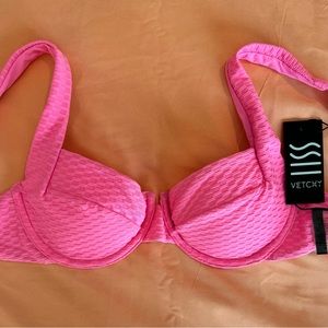 Vetchy Laguna swim. NWT. Never been worn. Size medium TOP ONLY. Bright pink.